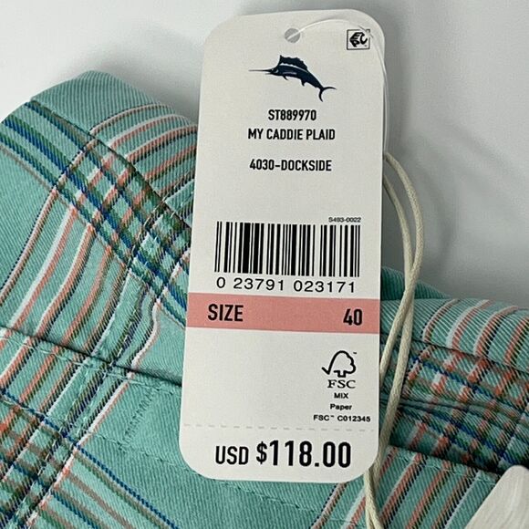 Tommy Bahama Mens My Caddie Green Plaid Sport IslandZone Shorts Colorful Size 40 - Picture 8 of 12